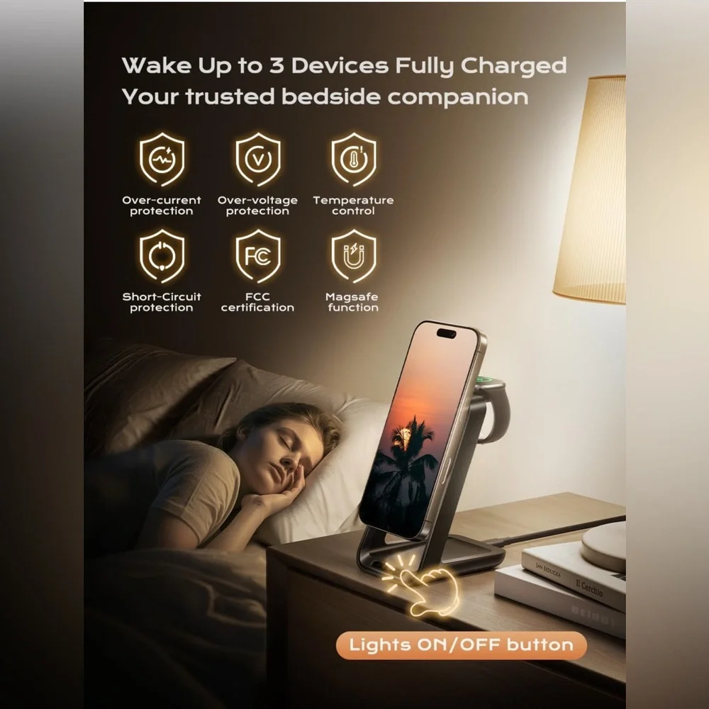 3In1 Wireless Charger Fast Charging Station Dock For Apple Watch Air Pods iPhone